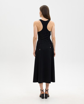 Alexander McQueen Черное платье с вышивкой логотипа 863591QLAEZ