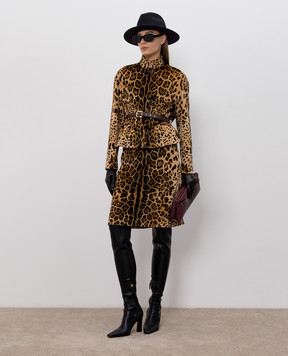 Max Mara Бархатная юбка FALANGE в леопардовый принт с поясом MSTFALANGE