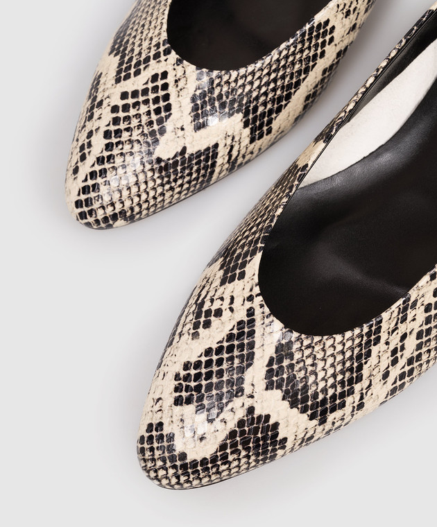 Aeyde Бежевые кожаные балетки Ellie с принтом под кожу питона FL0176006002225 изображение 5