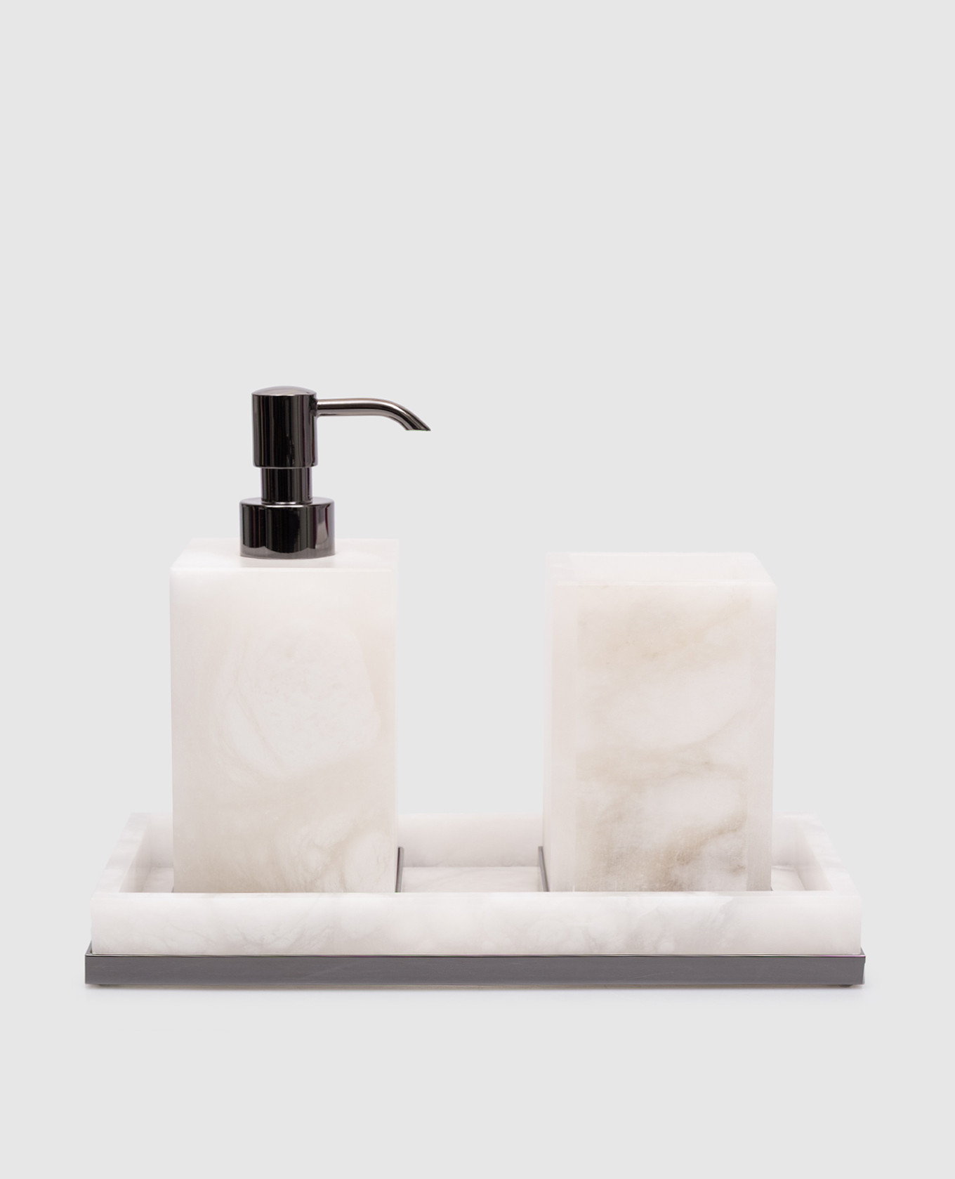 

Комплект для ванной комнаты Baster Square из дозатора, стакана и подкладки, Белый, Аксессуары для ванной