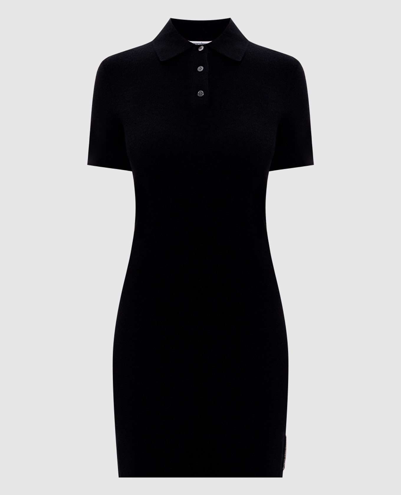 

Черное платье-поло с шерстью, Черный, Повседневные платья
