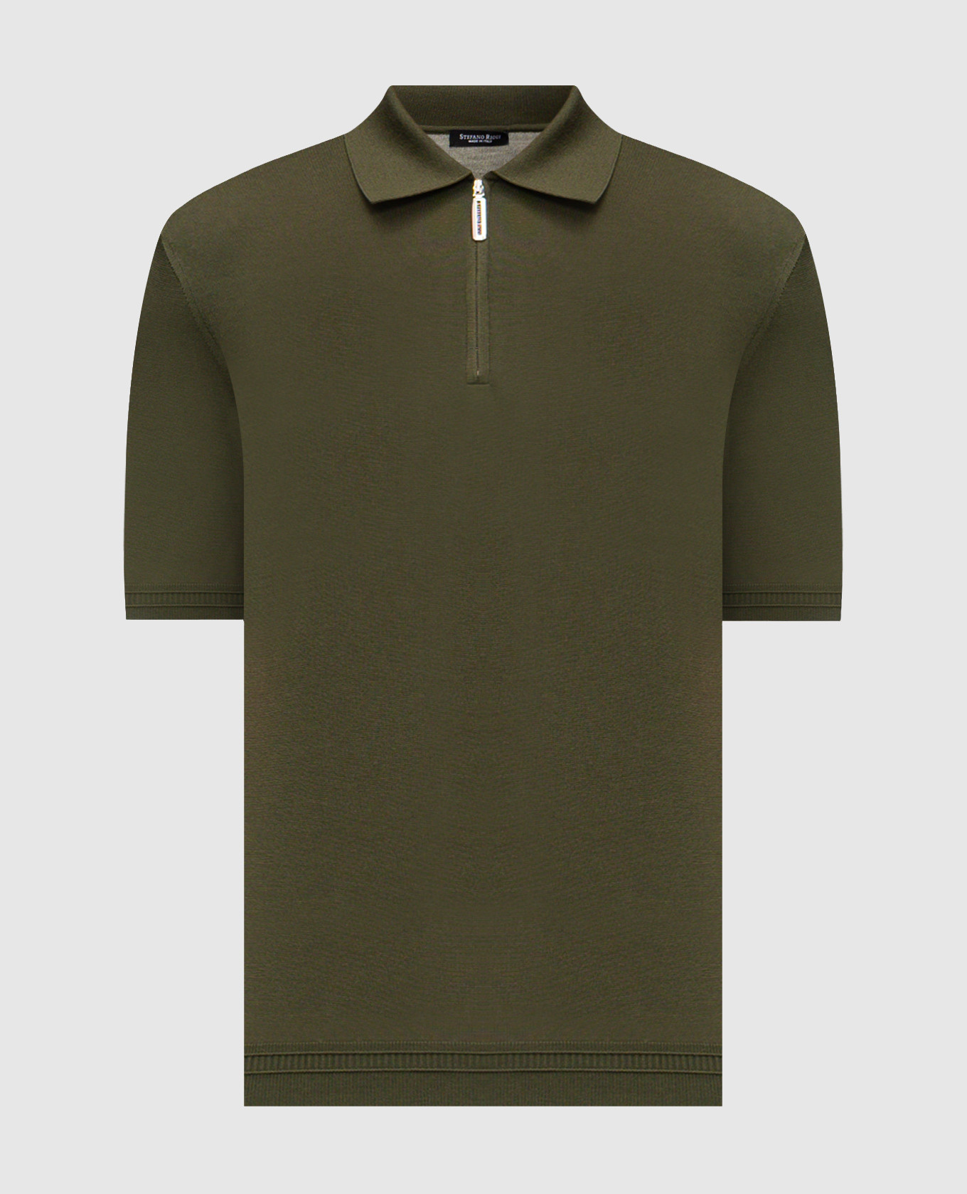 Зеленое поло из шелка с вышивкой логотипа монограммы