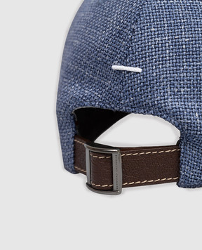 Brunello Cucinelli Детская синяя кепка из шерсти, шелка и льна BZ402W322B