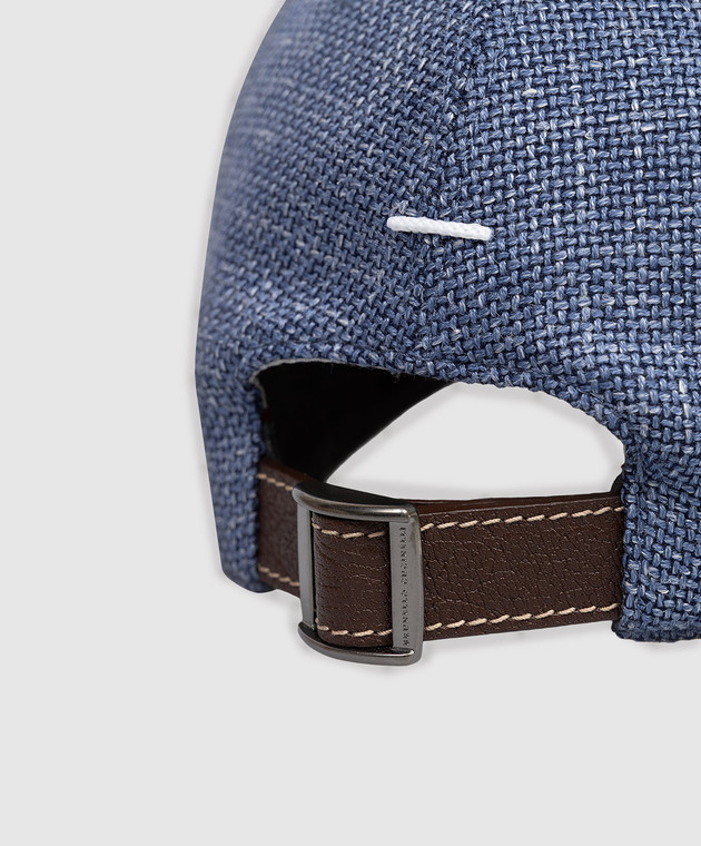 Brunello Cucinelli Детская синяя кепка из шерсти, шелка и льна BZ402W322B изображение 3