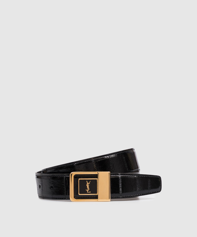 Saint Laurent Черный кожаный пояс Cassandre 732556EABCU