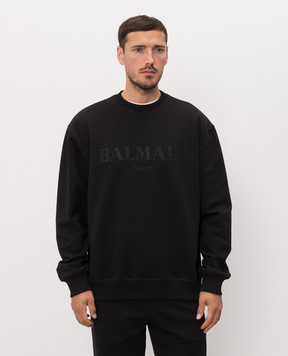 Balmain Чорний світшот з вишивкою логотипа HH1JQ130BD60