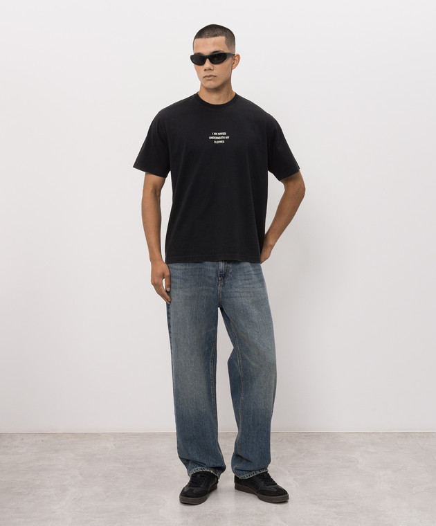 Vetements Чорна футболка з принтом напису MH27TR171Bm зображення 2