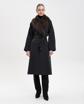 Max Mara Weekend Сіре двобортне пальто CACIO з вовни CACIO1234