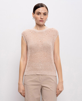 Peserico Рожевий жилет з льоном з паєтками S99132F059263A