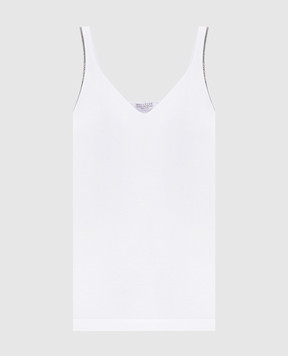 Brunello Cucinelli Біла майка з ланцюжком моніль M0T18BA702