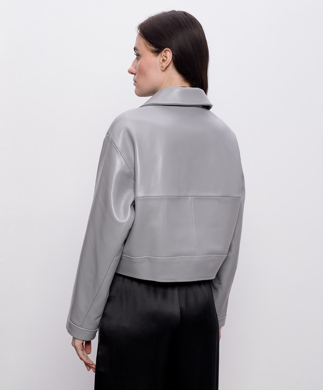 Babe Pay Pls Серая кожаная куртка 2510GRAND изображение 4