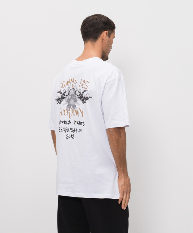Comme des Fuckdown Біла футболка з брендовим принтом FMS6CFABM01939 зображення 4