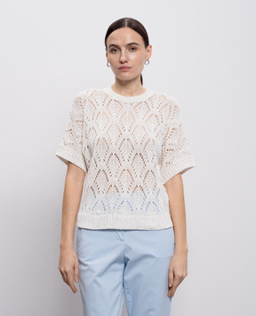 Peserico Білий ажурний топ з паєтками A99079F0309110