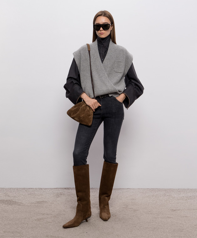 Brunello Cucinelli Сірий жилет з кашеміру M12724316P зображення 2
