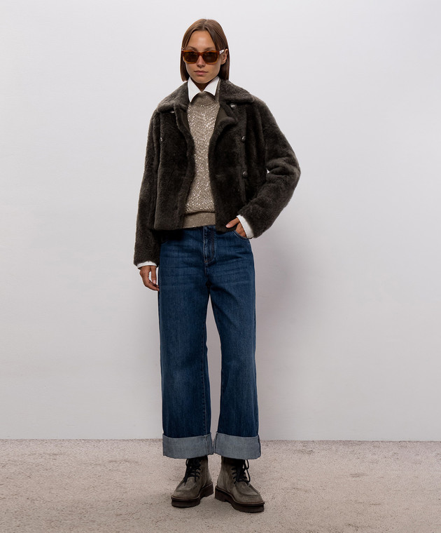 Brunello Cucinelli Сині джинси з відворотами MA095P4114 зображення 2