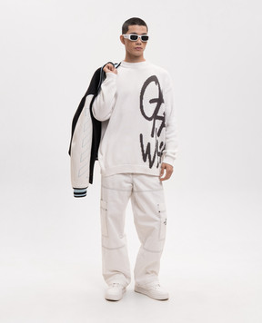 Off-White Білий светр з візерунком логотипа 44MHE20VS6K002