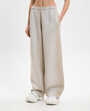 Alexander Wang Бежевые утепленные спортивные штаны с эффектом потертости UCC1264441