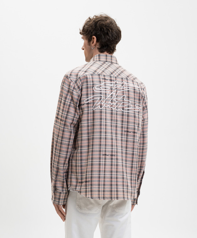 Off-White Розовая рубашка в узор с вышивкой логотипа 44XGE04MS26F001 изображение 4