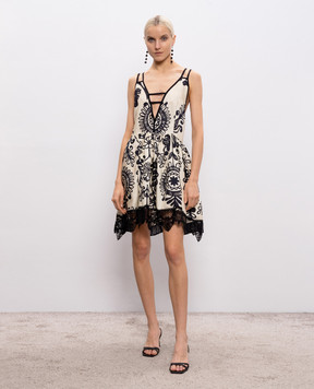 Maurizio Бежева сукня міні із шовку в принт MZS6W06010381