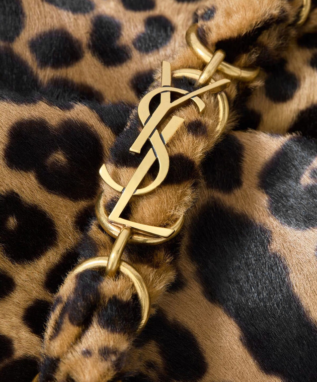 Saint Laurent Коричневая сумка AMALIA в леопардовый принт 812595AAFQS изображение 5