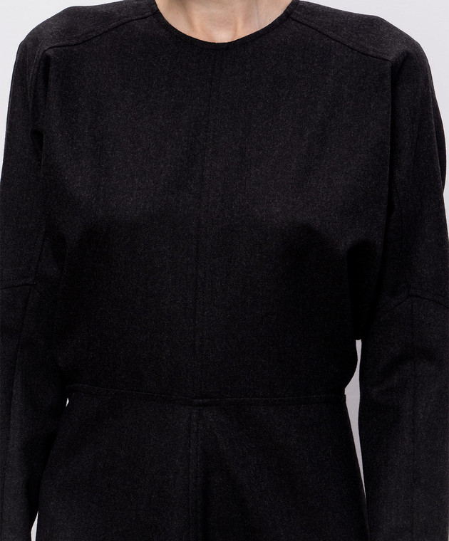 Victoria Beckham Сіра сукня міді Dolman з вовни 1124WDR005231F зображення 4