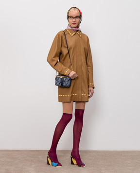 Fendi Коричневое пальто Selleria из кожи оленя FPS916AW9Y