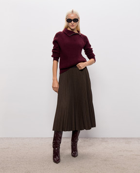 Allude Бордовий светр з вовни та кашеміру з блискавкою 26517621