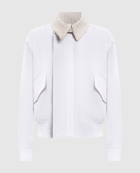Bottega Veneta Біла куртка зі шкіряним коміром 869436V6KO0