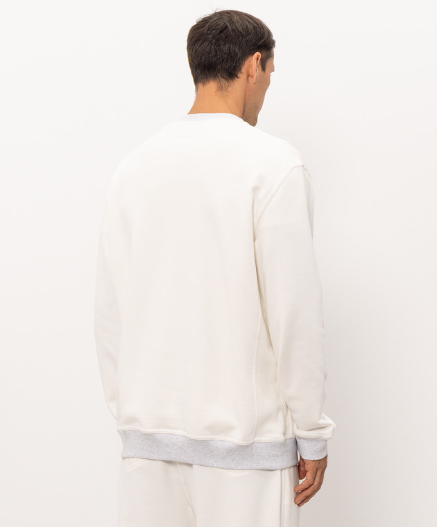 Brunello Cucinelli Свитшот цвета айвори с вышивкой MM8263390G изображение 4