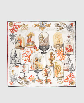 Max Mara Белый платок из шелка в принт Cabinets of Curiosities MXACARRE90W2001