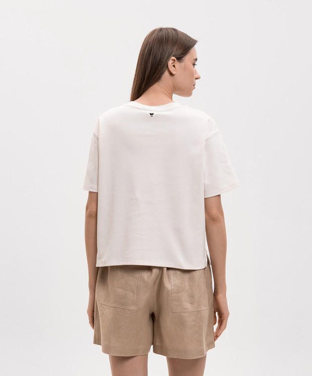 Max Mara Weekend Бежевая футболка WKDSABATO с цветочной вышивкой WKDSABATO изображение 4