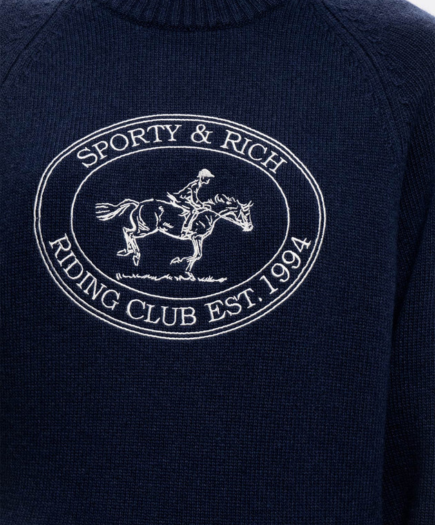 Sporty & Rich Синий свитер Joconde Riding Club из шерсти WS11785000BL106 изображение 5