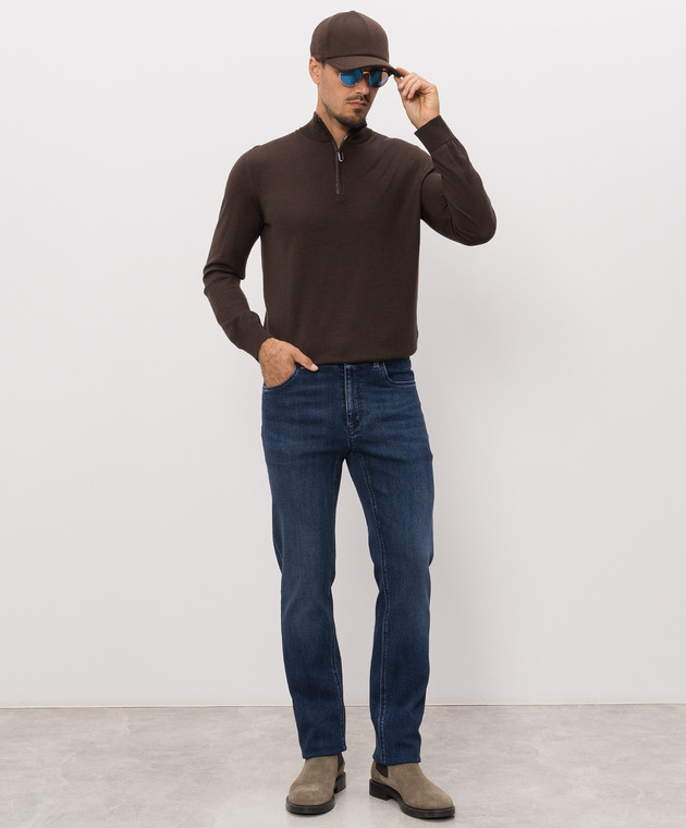 Stefano Ricci Коричневий джемпер зі вставками зі шкіри крокодили K606426L12F26314 зображення 2