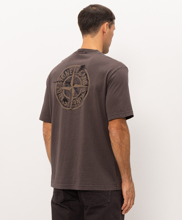Stone Island Коричневая футболка с принтом логотипа L2S152100001S0E19 изображение 4