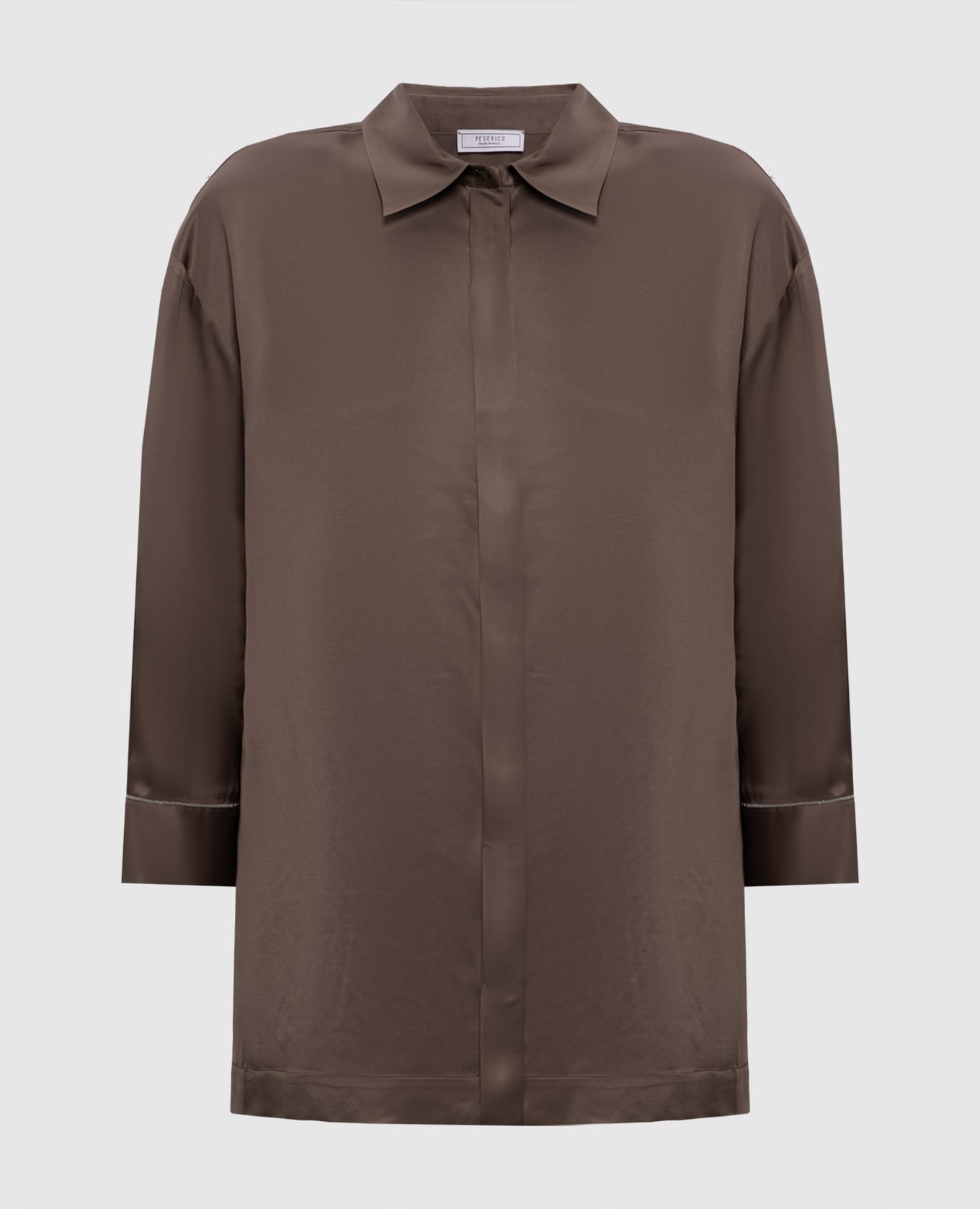 Коричневая блуза с цепочкой мониль