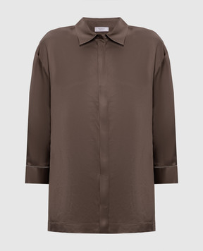 Peserico Коричнева блуза з ланцюжком моніль A0640106638