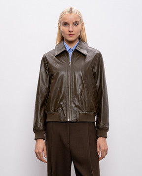 Yves Salomon Шкіряна куртка кольору хакі 25EYV20155APXX