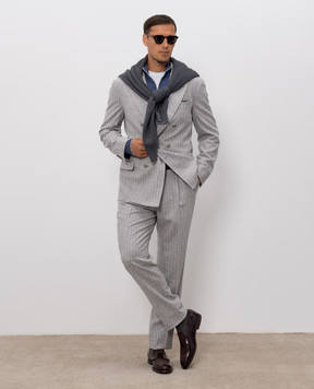 Brunello Cucinelli Кардиган синього кольору з вовни та кашеміру M2400106