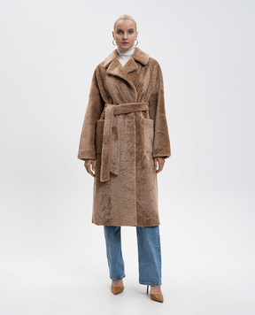 Babe Pay Pls Бежева двобортна дублянка з поясом 2534LACUN