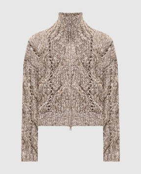 Brunello Cucinelli Бежевый кардиган Dazzling Chiné с шерстью и кашемиром MGR372906