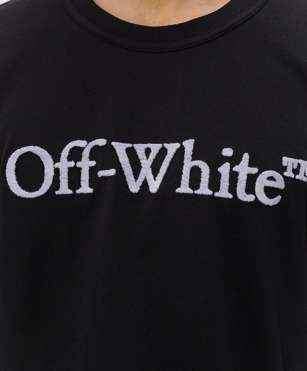 Off-White Черная футболка с фактурным логотипом 44MAA16MF26J005 изображение 5