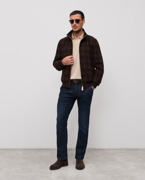 Stefano Ricci Бежевое поло с кашемиром и шелком в узор K808100P30F25477