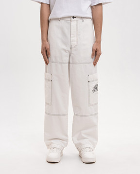 Off-White Білі штани-карго з вишивкою логотипа 44XCF04ES26F001