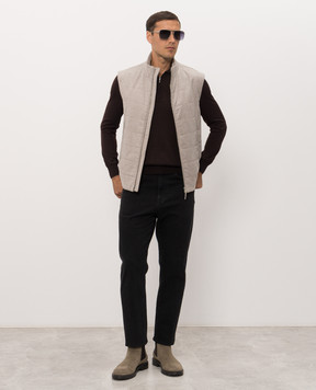 Bertolo Cashmere Серый жилет из шерсти и кашемира 000356002732