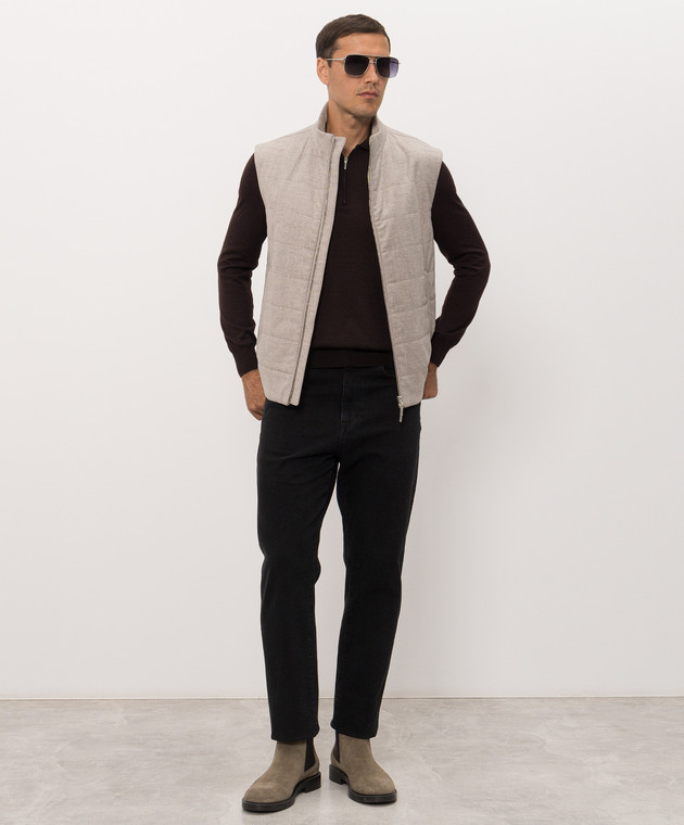 Bertolo Cashmere Серый жилет из шерсти и кашемира 000356002732 изображение 2