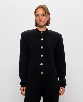 Balmain Черный кардиган из кашемира и шерсти мериноса CA0000000013
