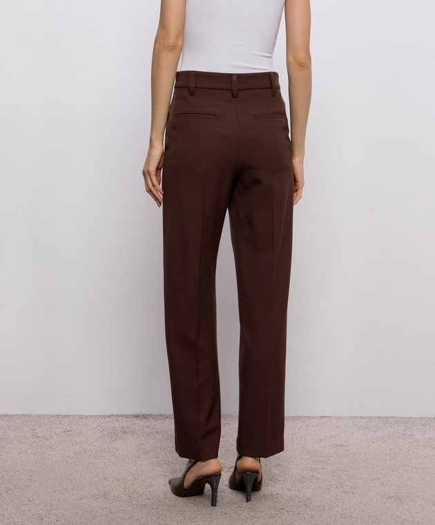 Brunello Cucinelli Коричневые брюки из шерсти с цепочкой мониль MP553P9294 изображение 4