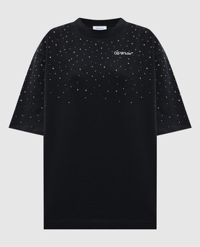 Off-White Чорна футболка з кристалами Swarovski 2AA13MS26JER001