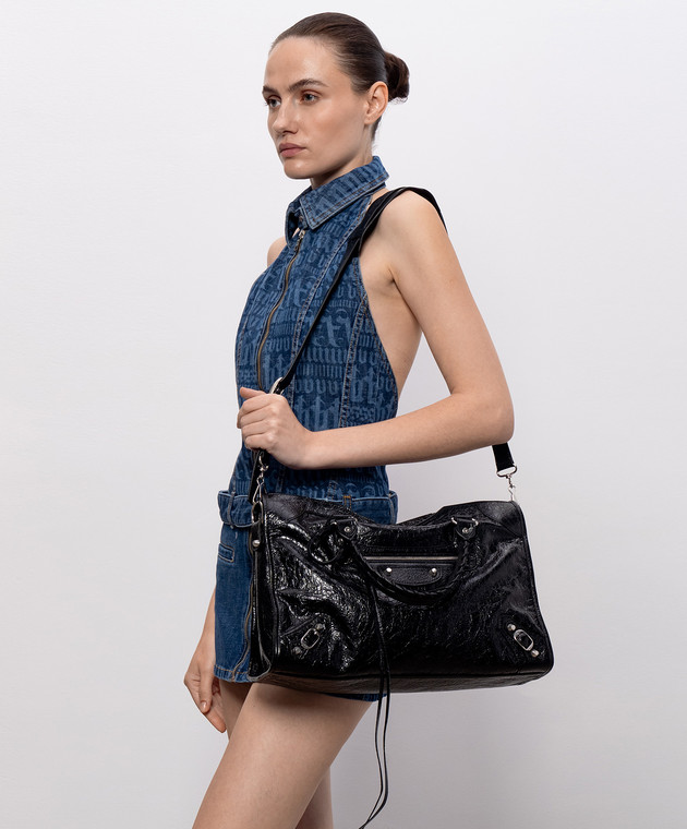 Balenciaga Черная кожаная сумка-тоут Le City 8657602ACLR изображение 2