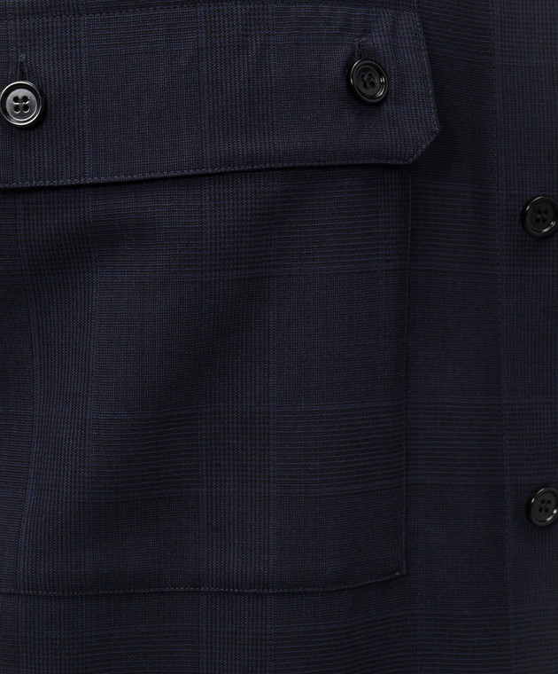 Dolce&Gabbana Синя сорочка з вовни в клітинку G5OG7TFQ2NJ зображення 5